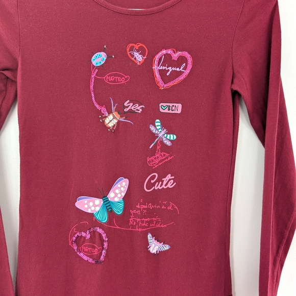 DESIGUAL Girls' Burgundy Long Sleeve Dress - Picture 3 of 7